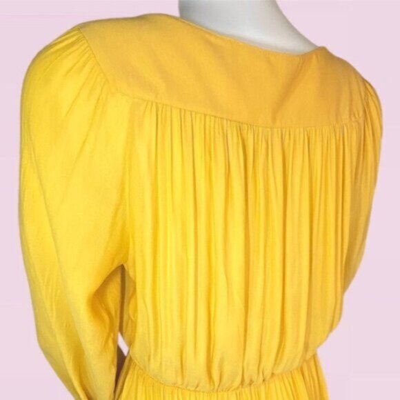 Bahamas Bohemian Tuscany Yellow Bishop Tie front Peplum Blouse- XS (looser fit) - Picture 15 of 16